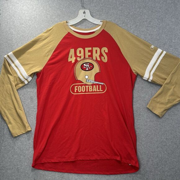 Nike SF 49ers Raglan T-Shirt Athletic Mens XL Long Sleeve Scarlet Gold - Picture 1 of 11
